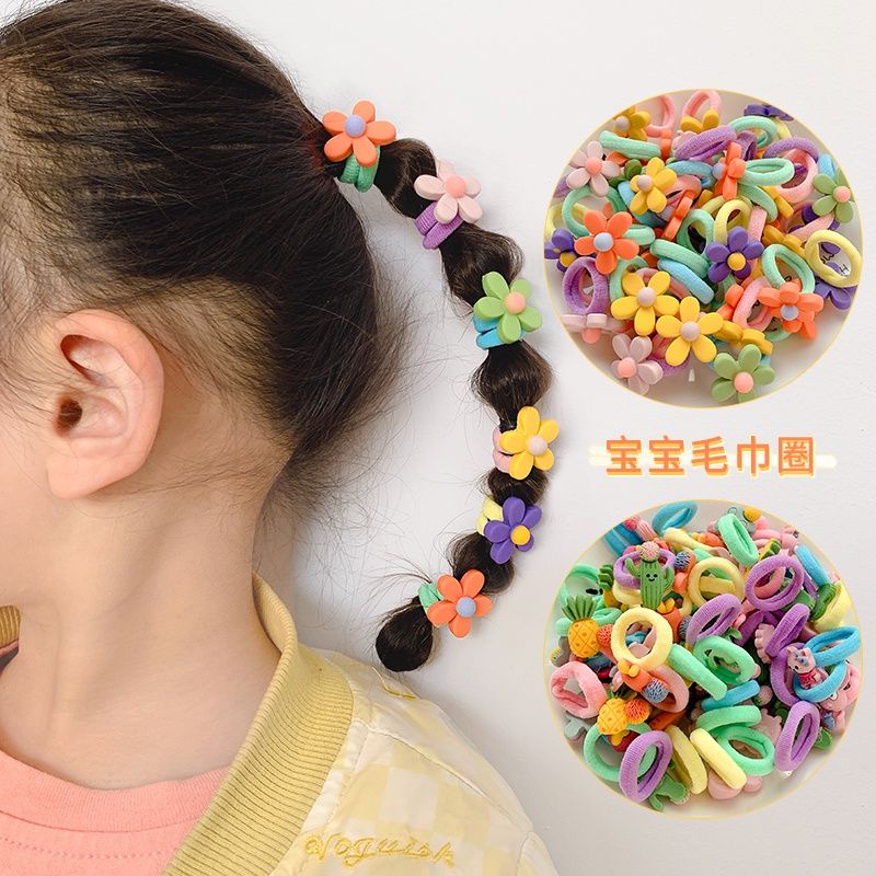 Set 10 thun cột tóc hình xinh xắn cho bé (giao mẫu ngẫu nhiên)