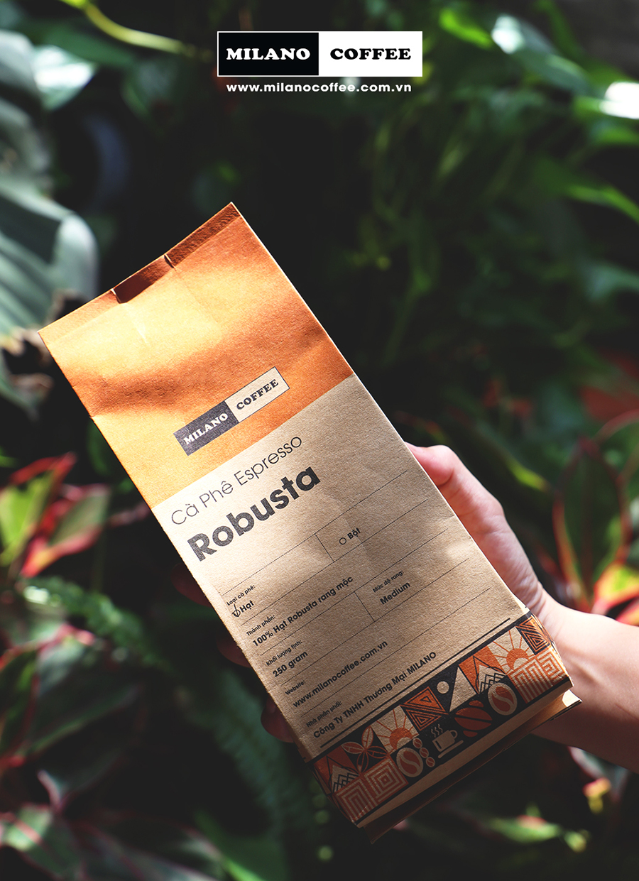 Cà phê hạt nguyên chất Robusta Milano Coffee 250gr