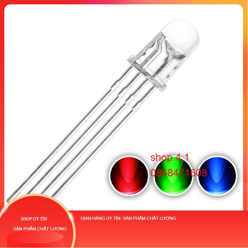 set 5/10/20 led 3 màu 4 chân RGB 5mm