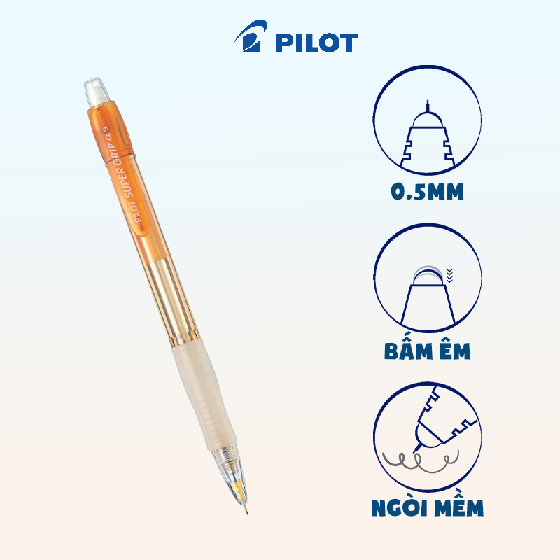 Bút chì bấm Pilot Super Grip Neon H-185 ngòi 0.5mm