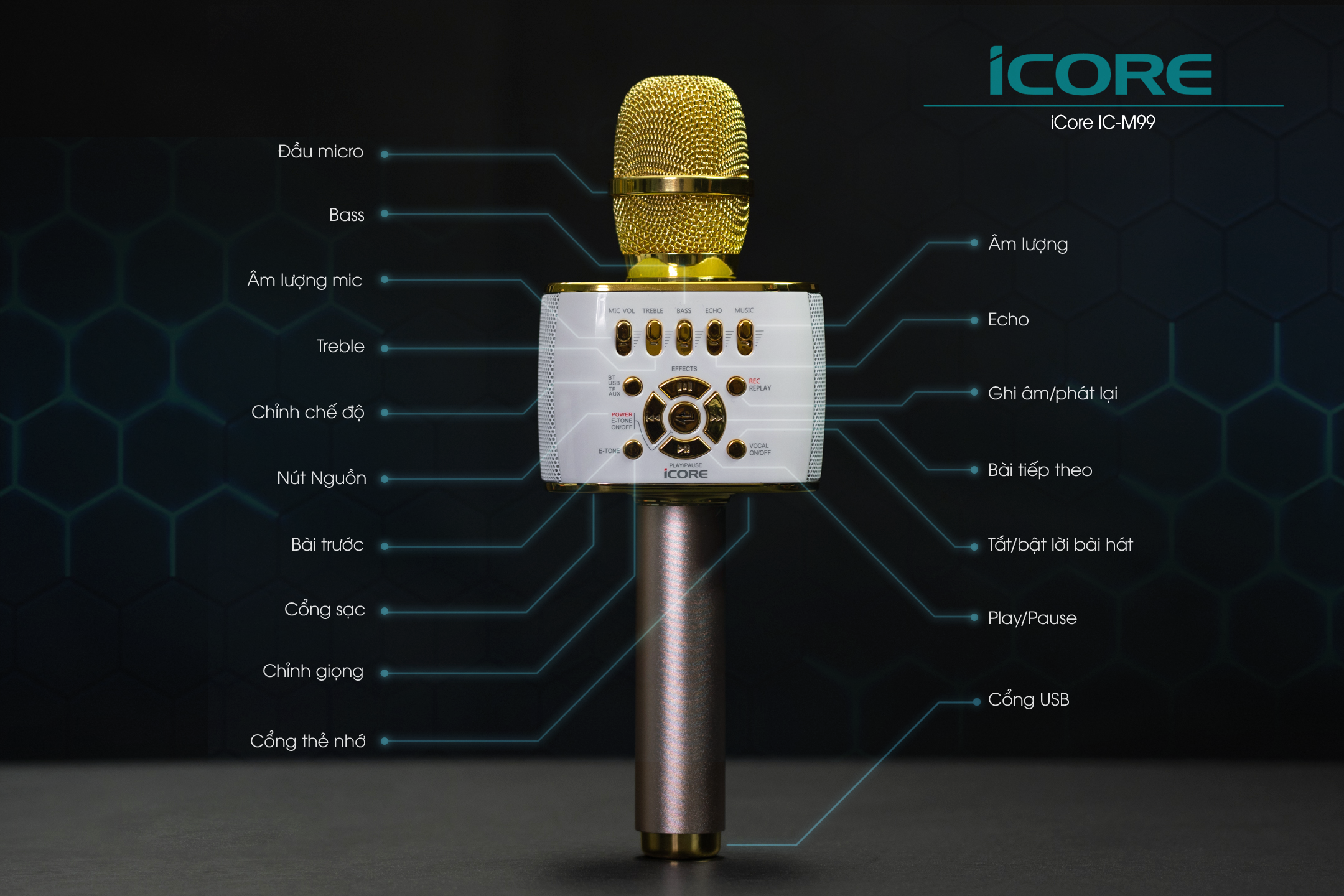 Micro Karaoke kèm loa bluetooth iCore IC-M99