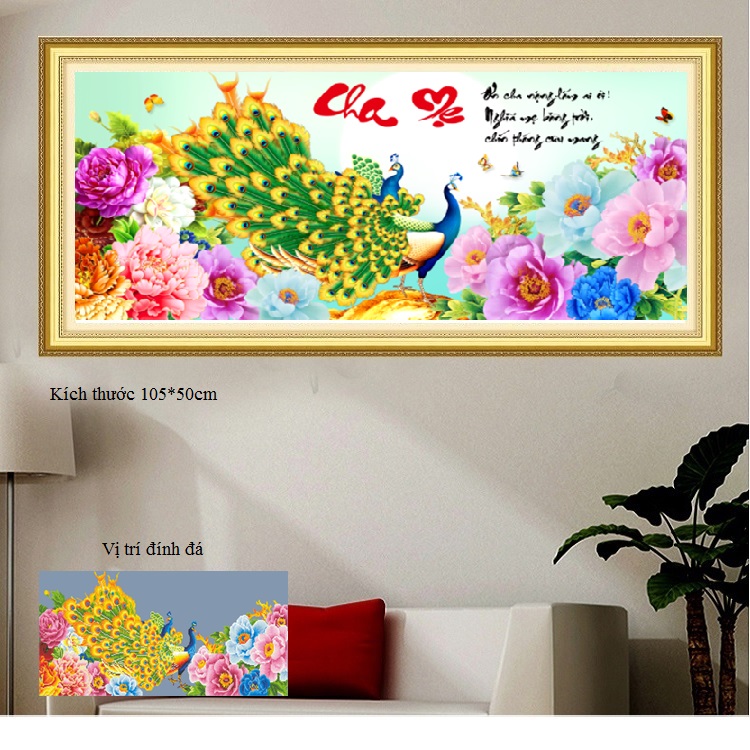 Tranh đính đá cha mẹ - lv166