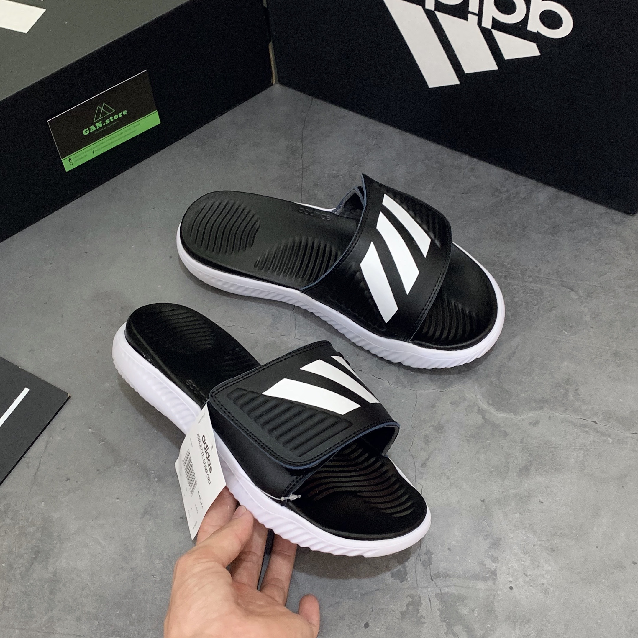 DÉP ADIDAS ALPHABOUNCE ĐEN TRẮNG - FULLBOX TEM TAG - HCM