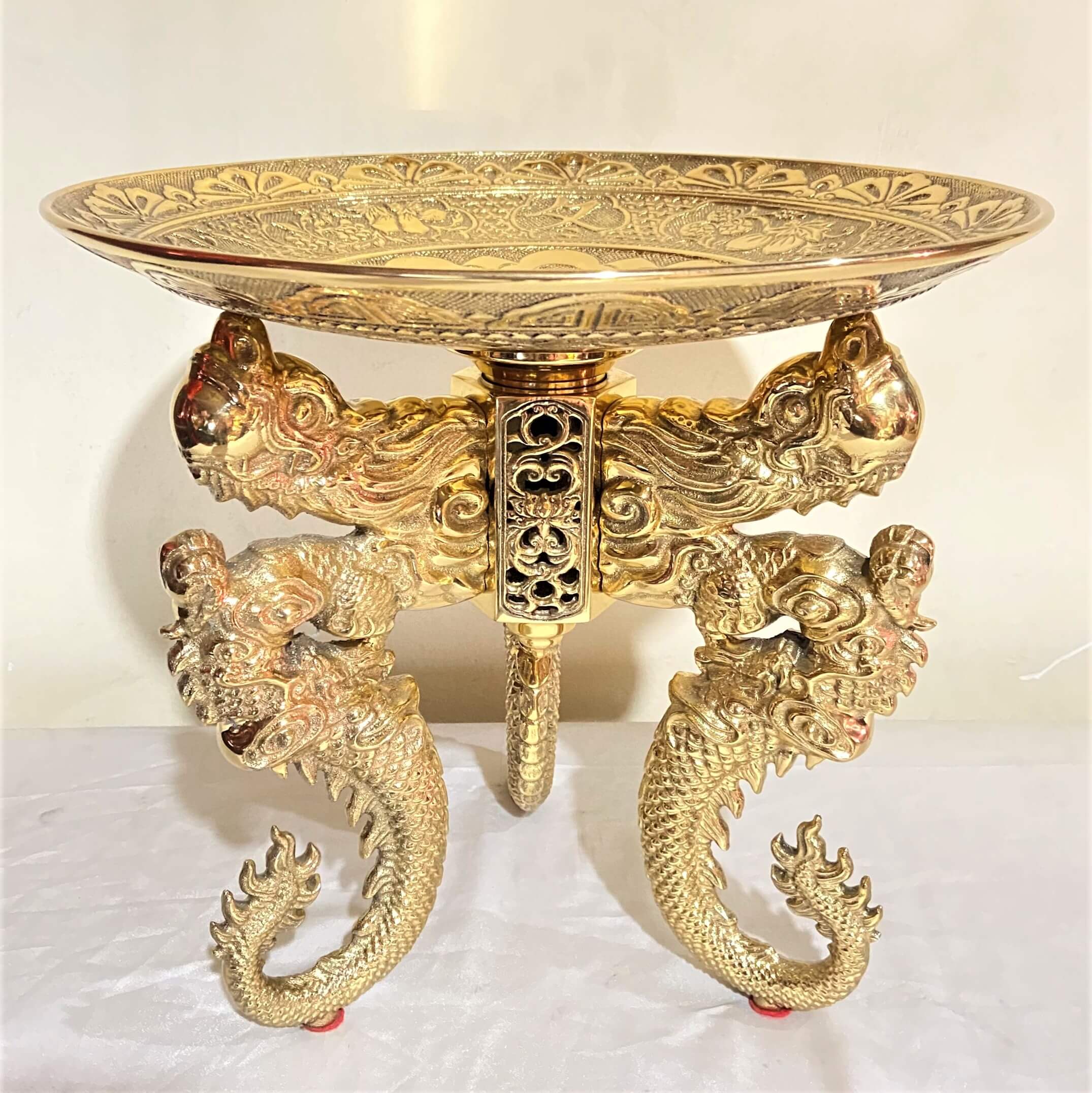 Dĩa chò trưng trái cây thờ cúng bằng đồng cao 28cm