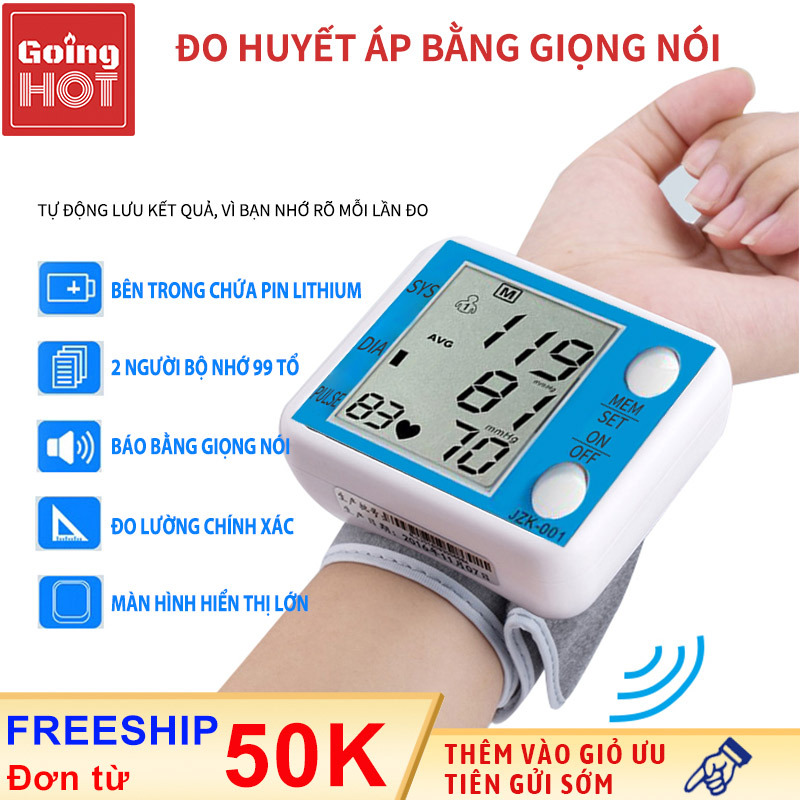 Máy đo huyết áp cổ tay JZIKI Màn hình hiển thị Led dụng cụ đo huyết áp tự động độ chính xác cao không cần phải cởi tay áo thuận tiện sử dụng đo chỉ bằng một cú nhấp nhập khẩu