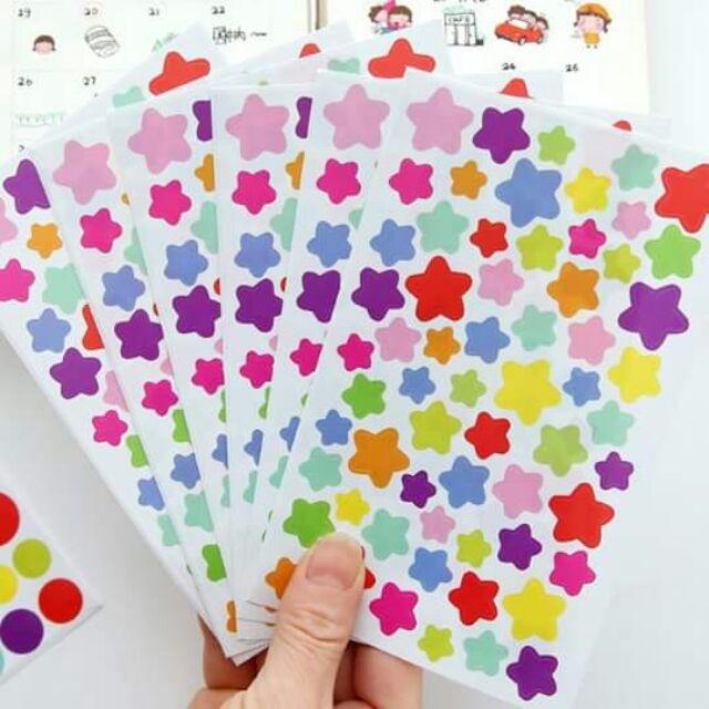 6 tấm sticker ngôi sao nhiều màu sắc
