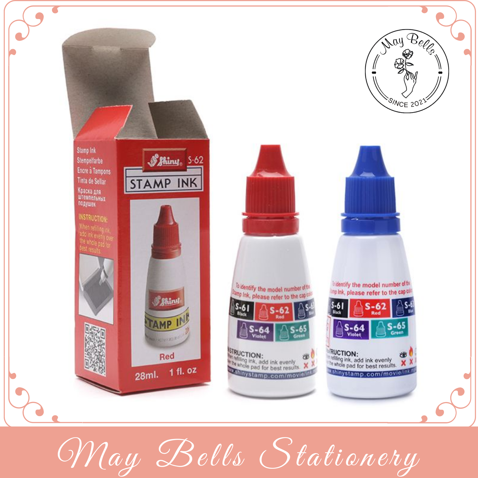 Mực dấu Shiny S62 28ml, Mực châm con dấu Shiny