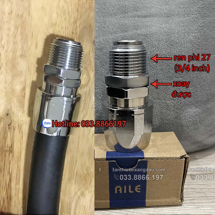 Đầu nối cò bơm và dây bơm xăng dầu phi 27