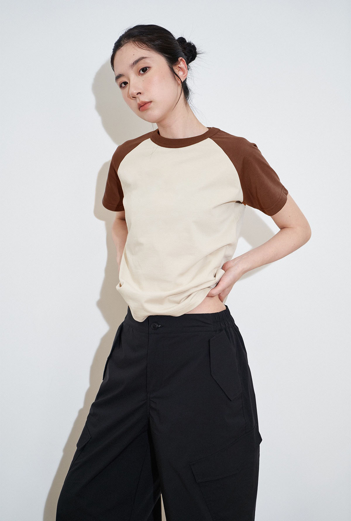 Áo baby tee phối trơn ABPTT01 Miucho cotton cổ tròn in basic