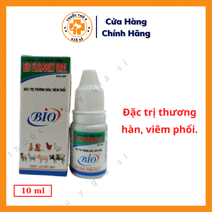 "Hoàn tiền đến 10%" Bio Flor Doxy Oral 10ml - Trị Thương Hàn, Viêm Phổi, Viêm Ruột, Tiêu Chảy, Sưng Phù Đầu, Viêm Khớp - Thú Y Giá Sỉ