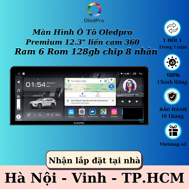 Màn hình ô tô android oled pro x4 premium 12.3 inch cao cấp | tặng kèm vietmap s2 | 1 đổi 1 12 tháng