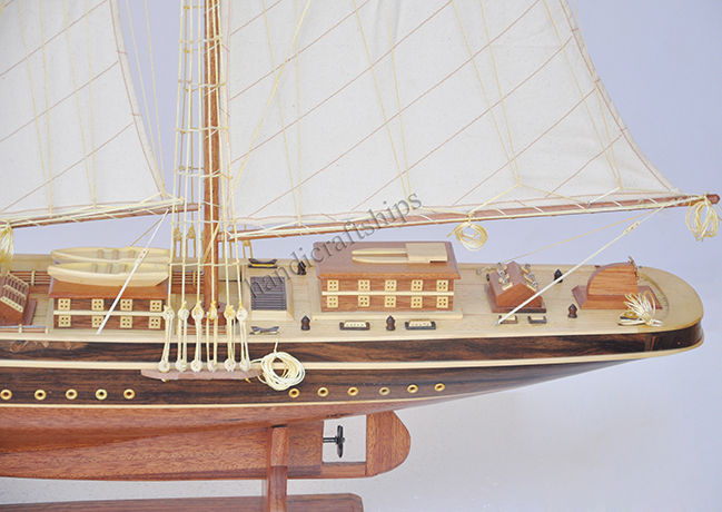 Mô hình thuyền gỗ phong thủy Atlantic (Thân: 60cm) có video