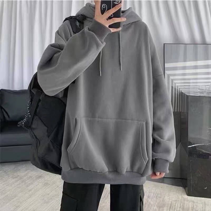Khoác hoodie nam trơn   XAM