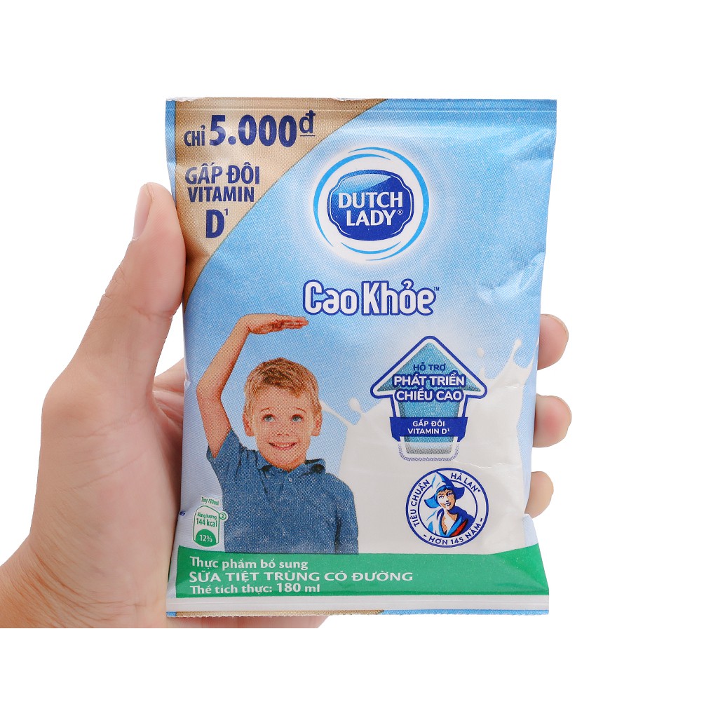 (HSD 23-T2-2025) Thùng 24 bịch Sữa Tiệt Trùng Hà Lan Cao Khỏe 180ml.