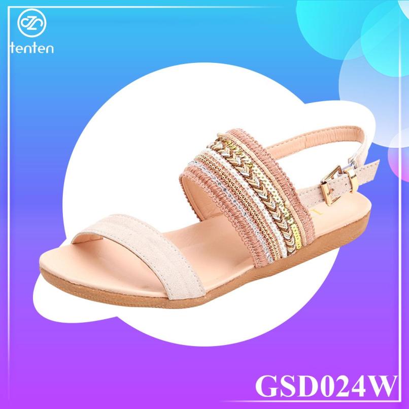 Giày Sandal Nữ Đế Bệt Họa Tiết Thổ Cẩm GSD024W (Hồng) - Tenten giá rẻ