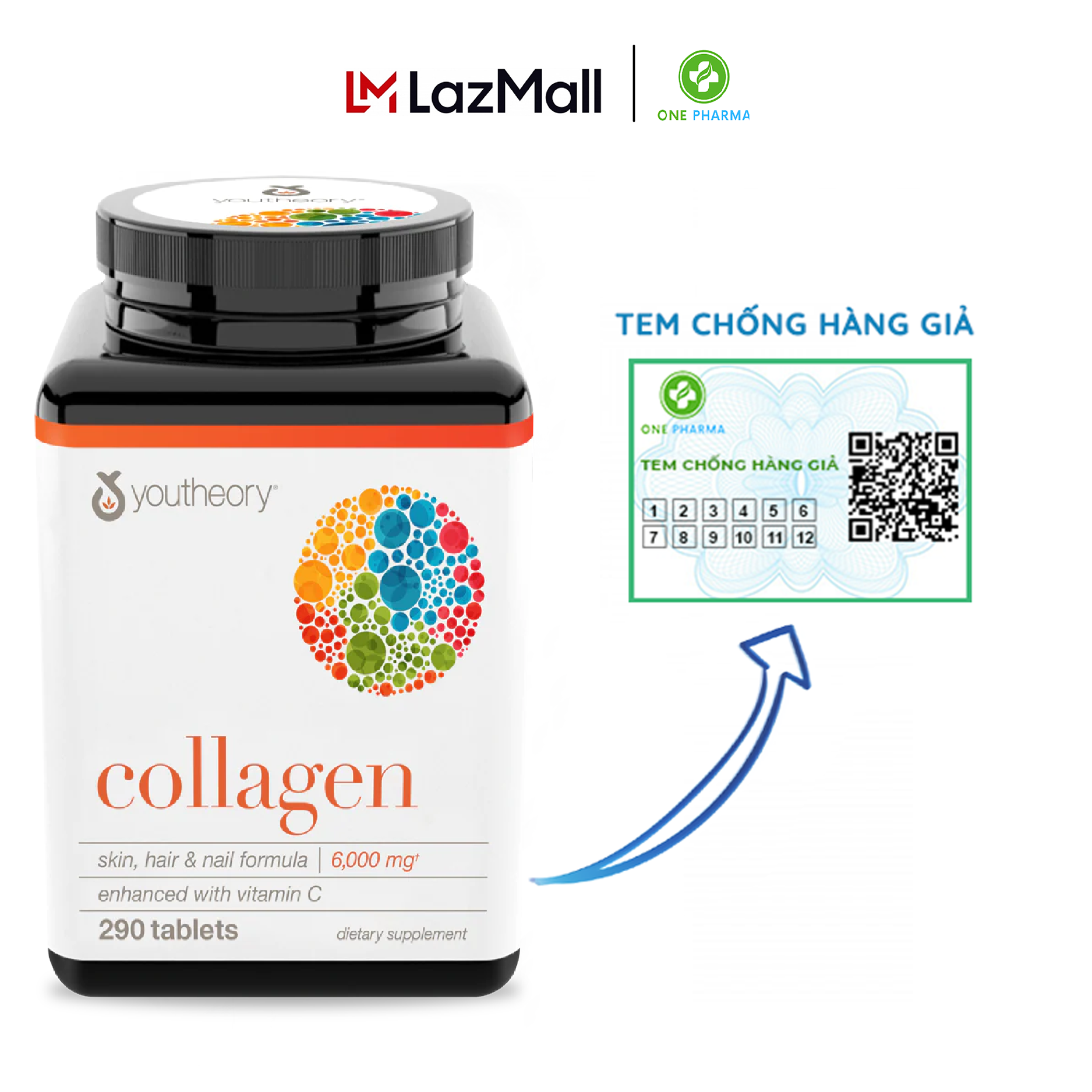 Oral tablets collagen US beauty skin anti-aging youtheory 390 tablets USA
