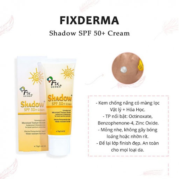 [Mẫu Mới] Kem Chống Nắng Da Mặt, Toàn Thân Cho Da Nhạy Cảm Fixderma Shadow SPF 30/50+ 75g