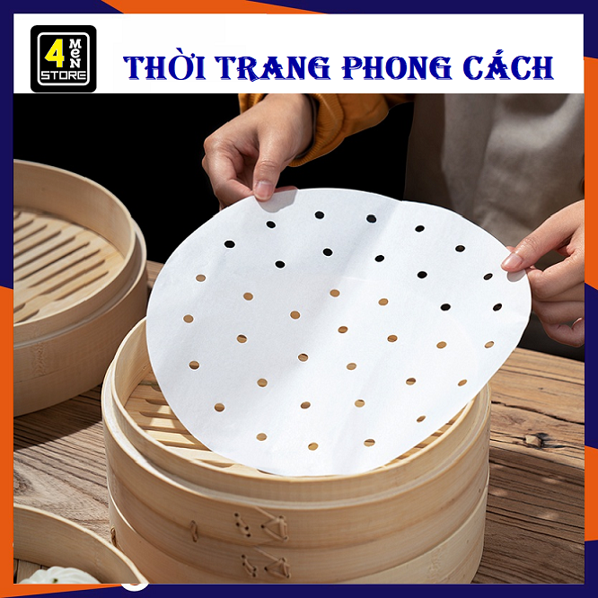 Giấy nến đục lỗ 100 tờ / thếp lót xửng, nồi chiên không dầu -[100 tờ] Giấy nến 23 cm lót nồi chiên không dầu, hấp nướng bánh, chống dính tiện lợi, an toàn.