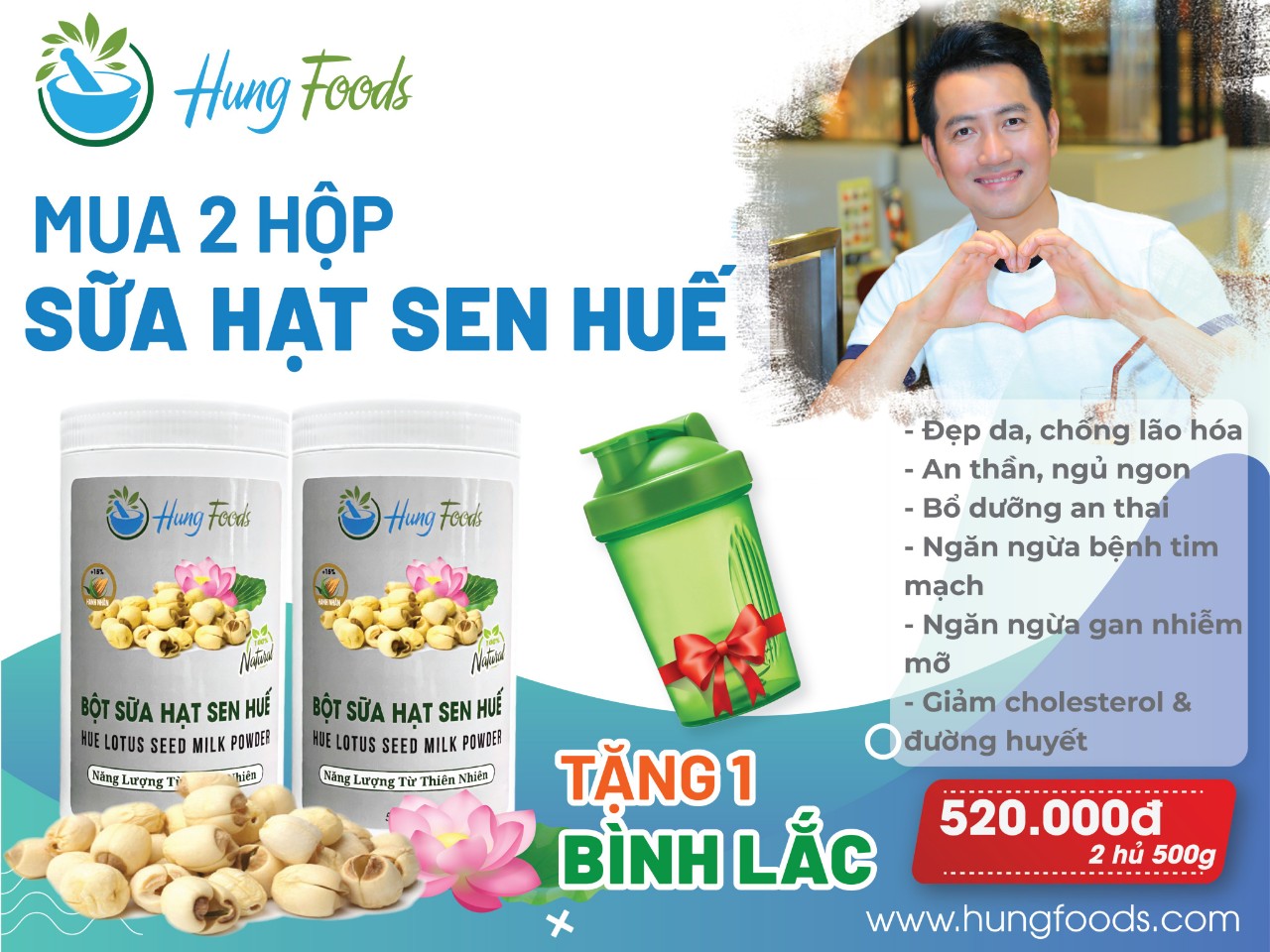 [Hàng Chính Hãng] Bột Sữa Hạt Sen Huế - Bột Dinh Dưỡng Dành Cho Mọi Lứa Tuổi - Hũ 500gr
