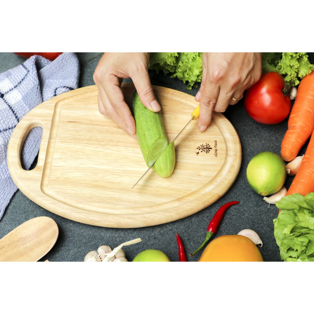 Thớt oval có rãnh | Gỗ Đức Thành - 01255