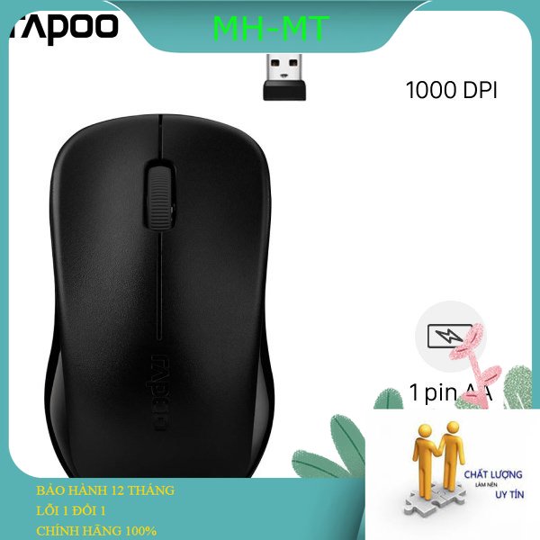 Chuột Không dây Rapoo 1620 Đen