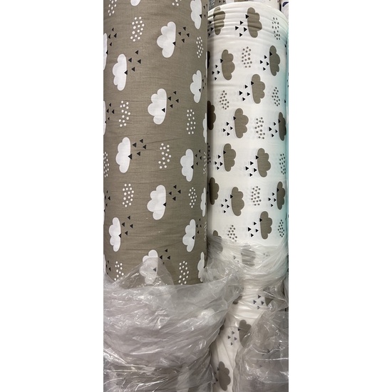 vải thô mặt lụa hình đám mây cute