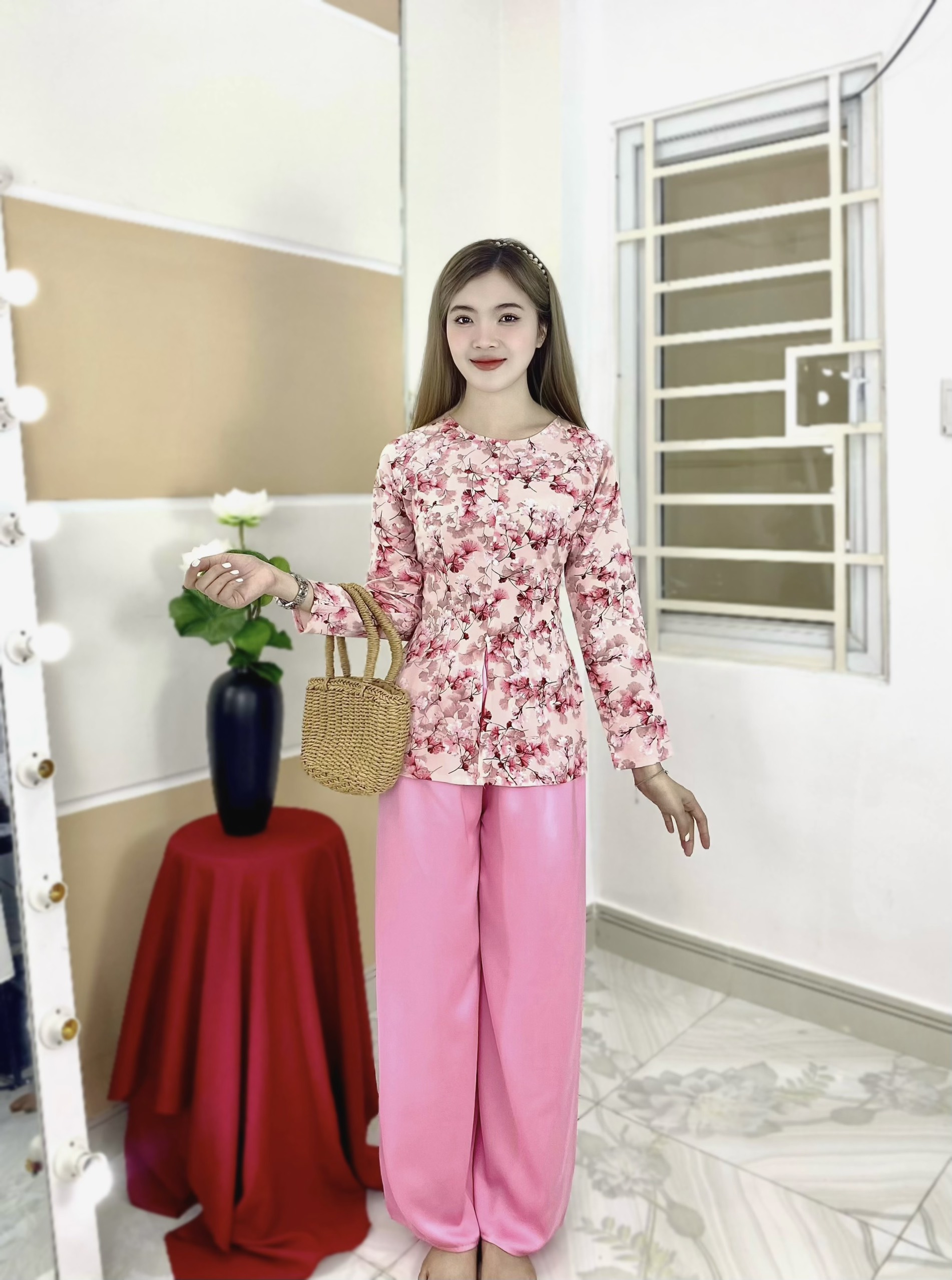 Nguyên Bộ Bà Ba Tay Dài Lụa Mango L01