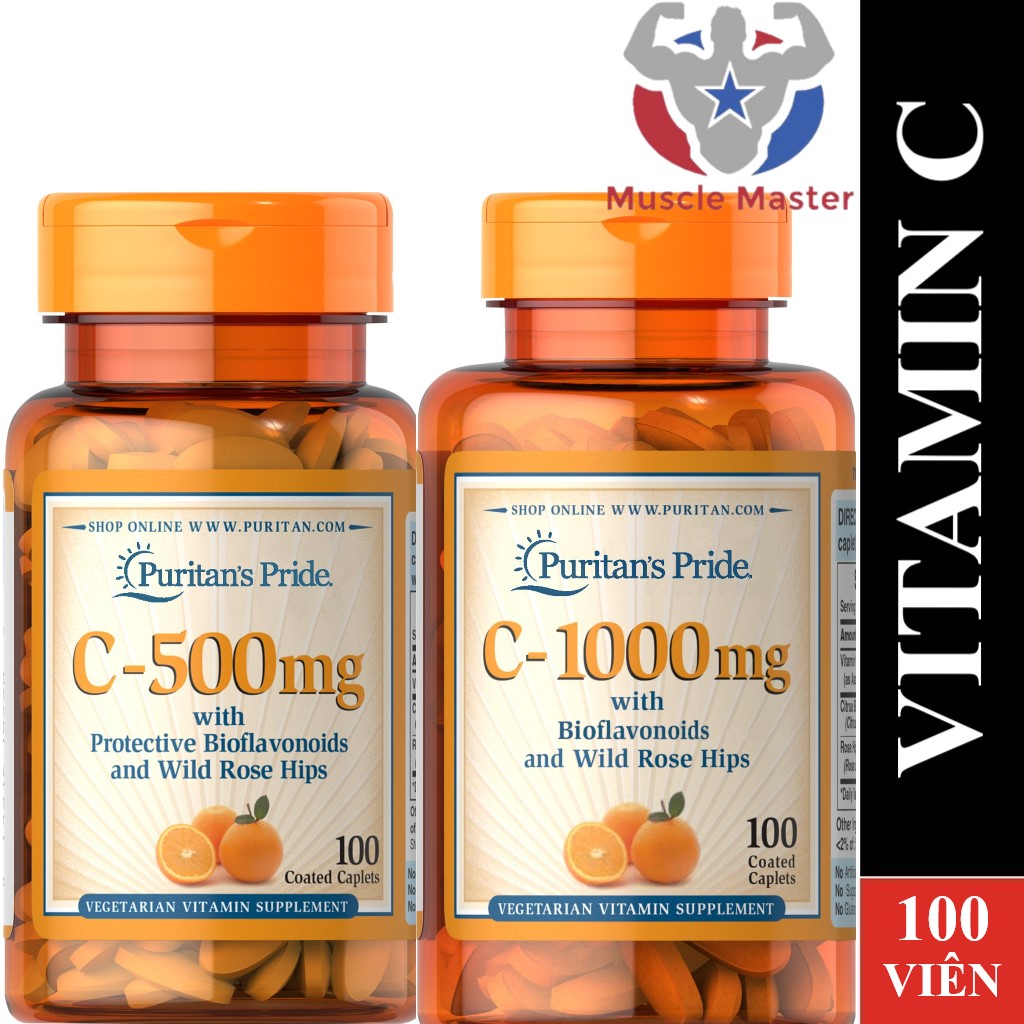 Viên Uống Bổ Sung Vitamin C Puritan s Pride Vitamin C 500mg và 1000mg 100