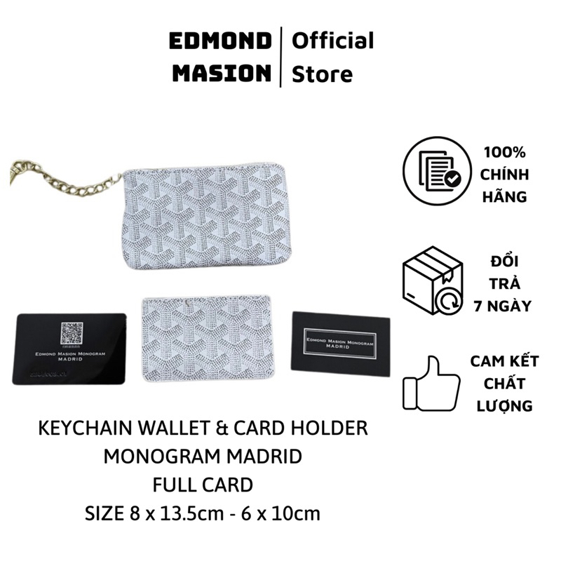 Balo EDMOND MASION MONOGRAM SS1 trắng tặng ví keychain và cardholder size  M/L balo cặp túi EDM