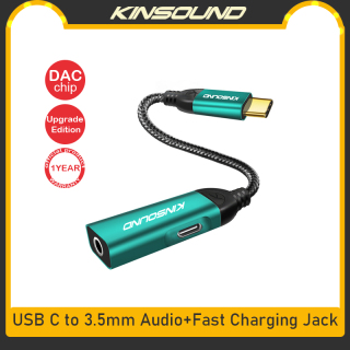 Kinsound Bộ Chuyển Đổi USB C Sang 3.5mm Type C 2 Trong 1 Sang Âm Thanh 3.5mm Và Sạc Nhanh Tương Thích Với thumbnail