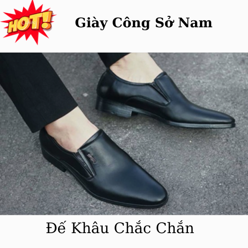 Giày tây nam da mềm - giầy công sở dễ phối đồ sản phẩm giày tây lười trơn tăng chiều cao 4 cm