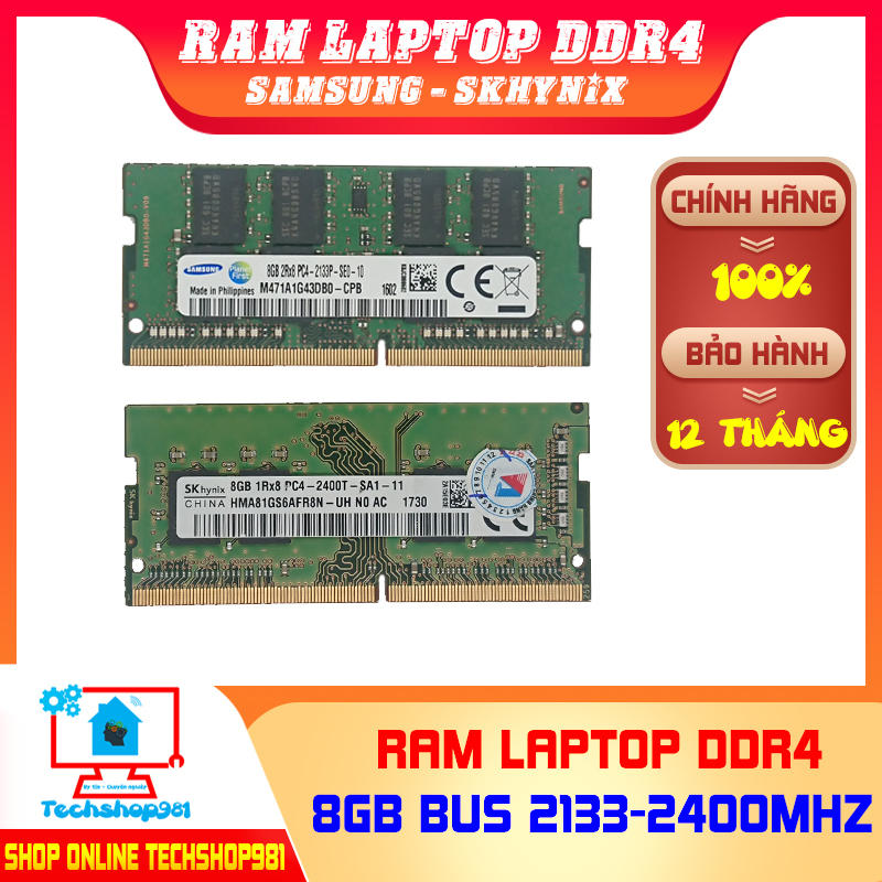 Ram Laptop Samsung, SKhynix DDR4 8GB 2133MHz, 2400MHz Nguyên Seal - BH 12 Tháng