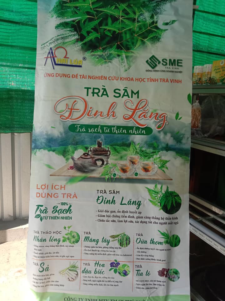 Trà Sâm Đinh Lăng (trà túi lọc) [Hai Lúa - Phú Qưới ]hộp 30 gói