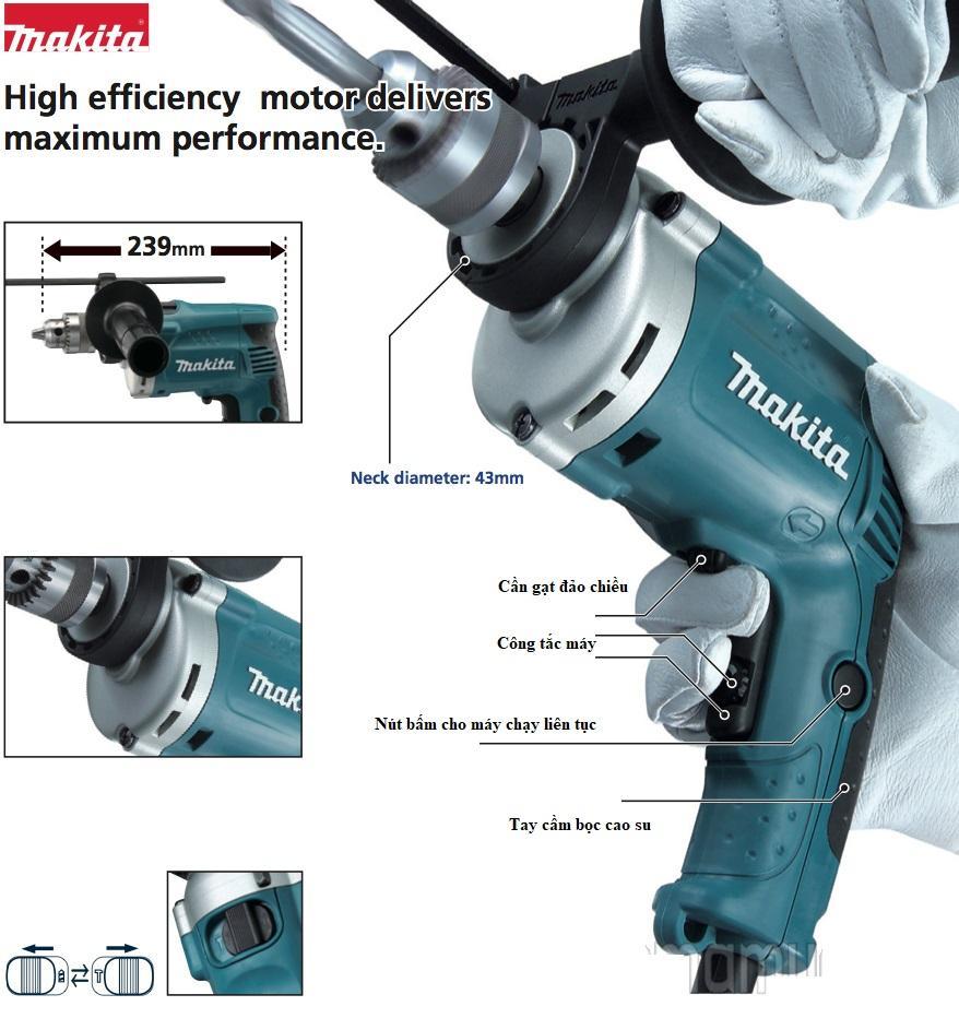 Máy khoan cầm tay makita chính hãng (mẫu 2024) hàng loại 1. Máy khoan điện Makita HP 1630 có khoan búa - khoang tường - máy đục bê tông - máy khoan gỗ - máy khoan sắt - khoan lõi đồng 100%