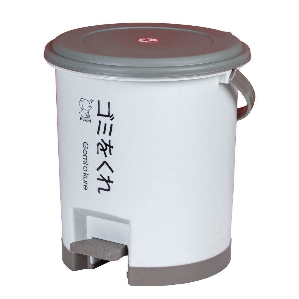 Bật rác tròn 10l hokori 8066, thùng rác nhựa nắp tròn đạp chân thông minh việt nhật home