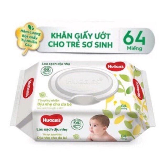Combo 5 gói khăn huggies 64 miếng không mùi