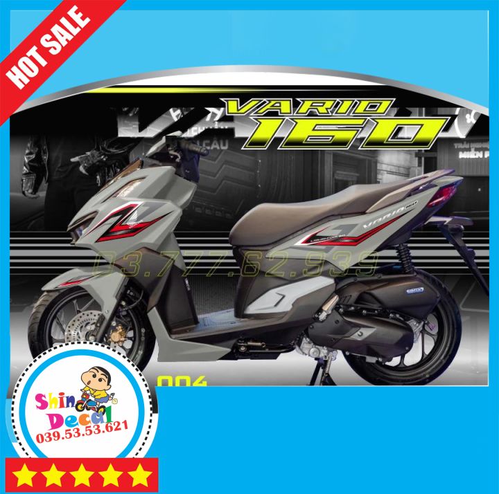 Tem rời vario 160 xám xi măng - mẫu đỏ đen siêu hot 2023