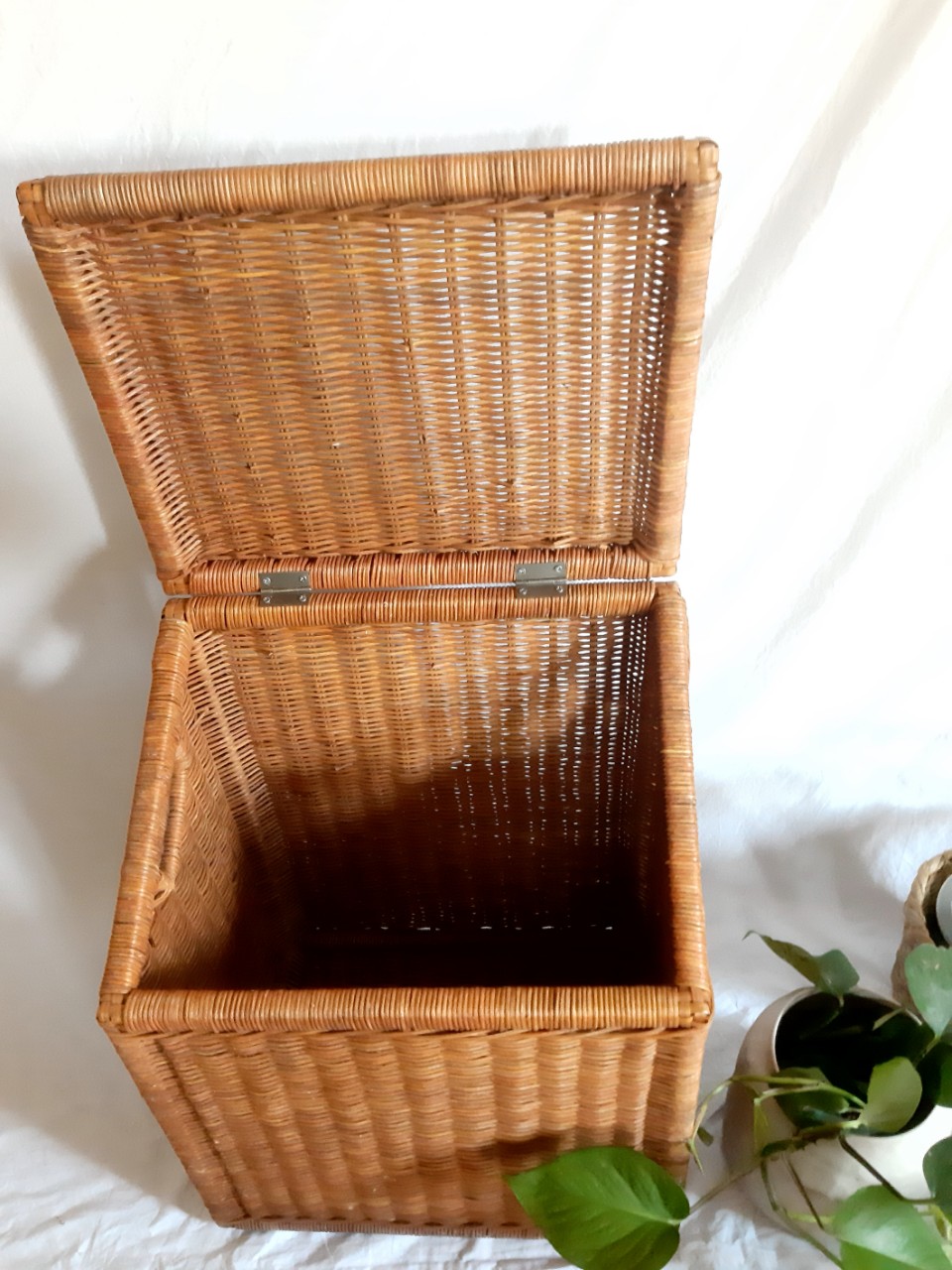 Sọt mây đựng đồ đa năng có nắp 40*28* H41 cm ( nắp thẳng)/ 40*30*H50/40cm ( nắp chéo) Phong Cách Vintage Boho/ Đựng đồ chơi/ Giặt là/ Chất Liệu Mây Cói Tre
