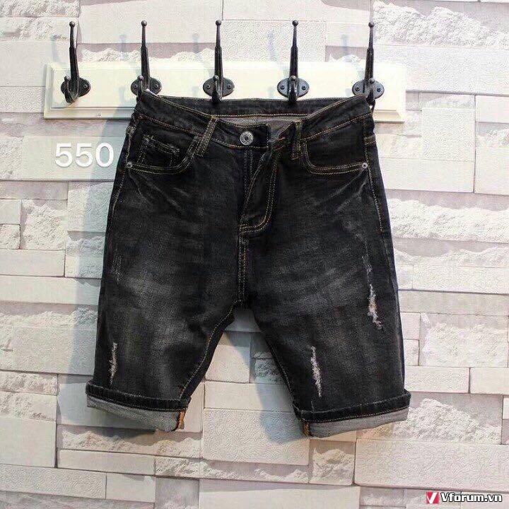 Quần short jeans nam rách nhẹ thời trang k-550