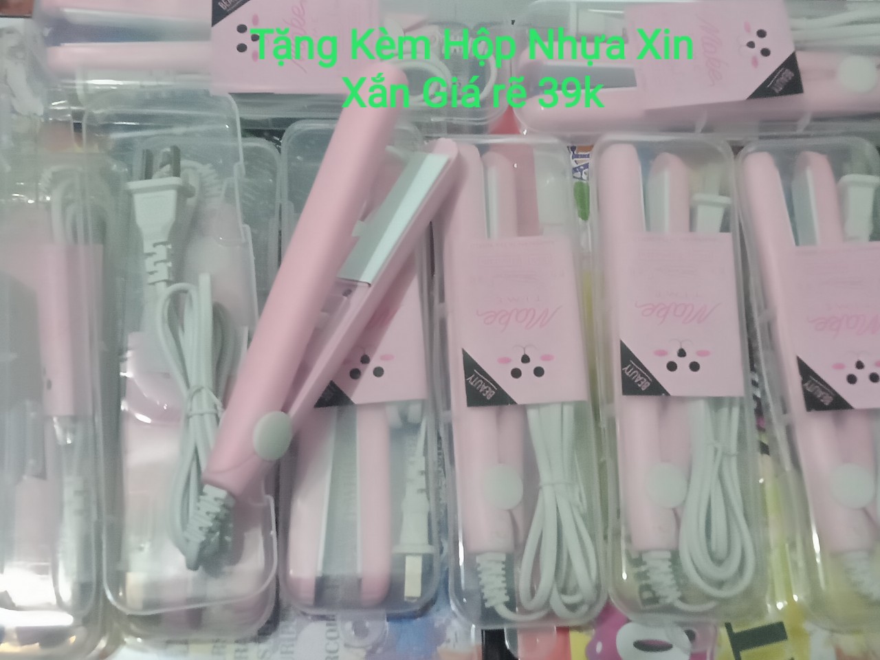 Máy uốn duỗi mini đa năng + Tặng Kèm Hộp Nhựa Xin xắn  máy uốn duỗi tóc mini 2 trong 1 đa năng cao cấp phong cách, Máy uốn duỗi kẹp tóc mini