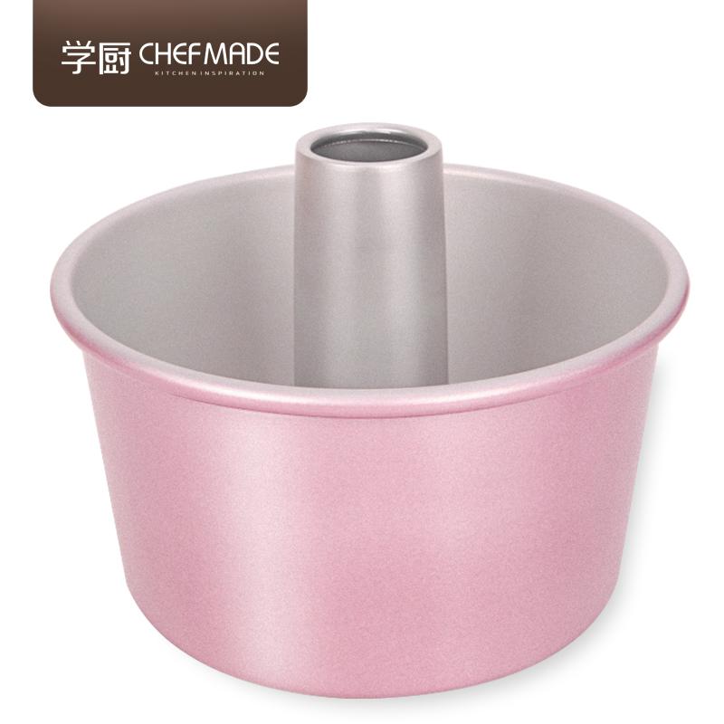 Chefmade Chef Made Màu Vàng Hồng 7 Inch Nâng Cao Phong Cách Nhật Bản Hình Thang Phôi Nhôm Sống Đáy Rỗng Bánh Chiffon Bộ Tạo Khuôn Hình