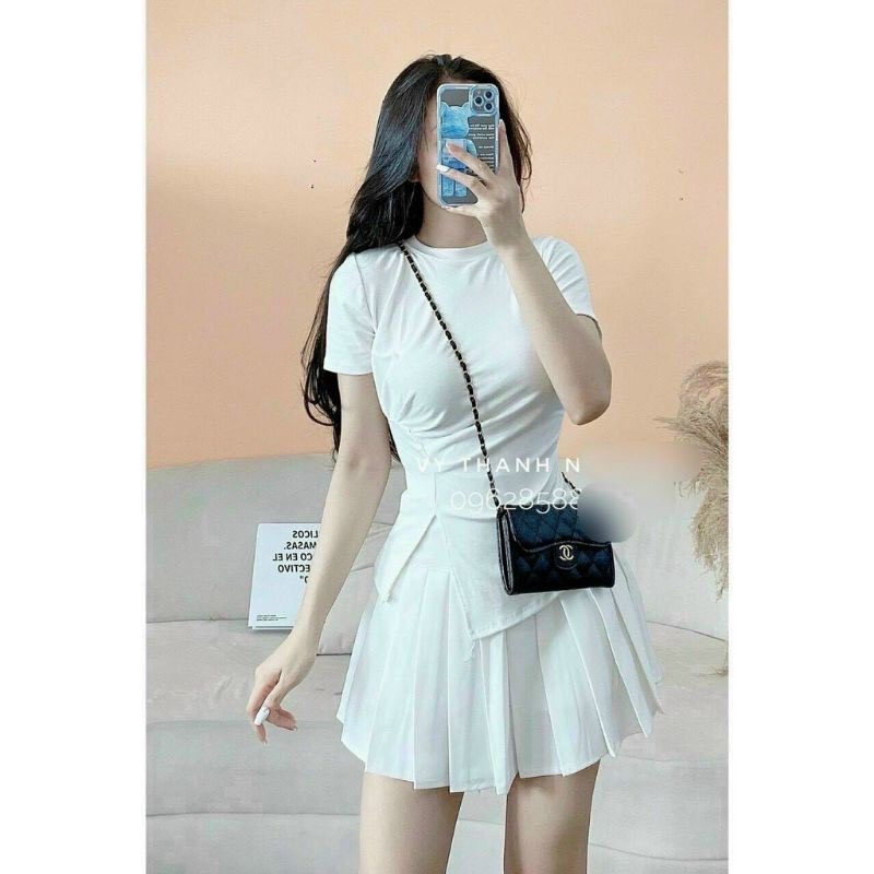 Áo Thun Nữ Vạt Chéo Hông Nhún Eo Siêu Đẹp