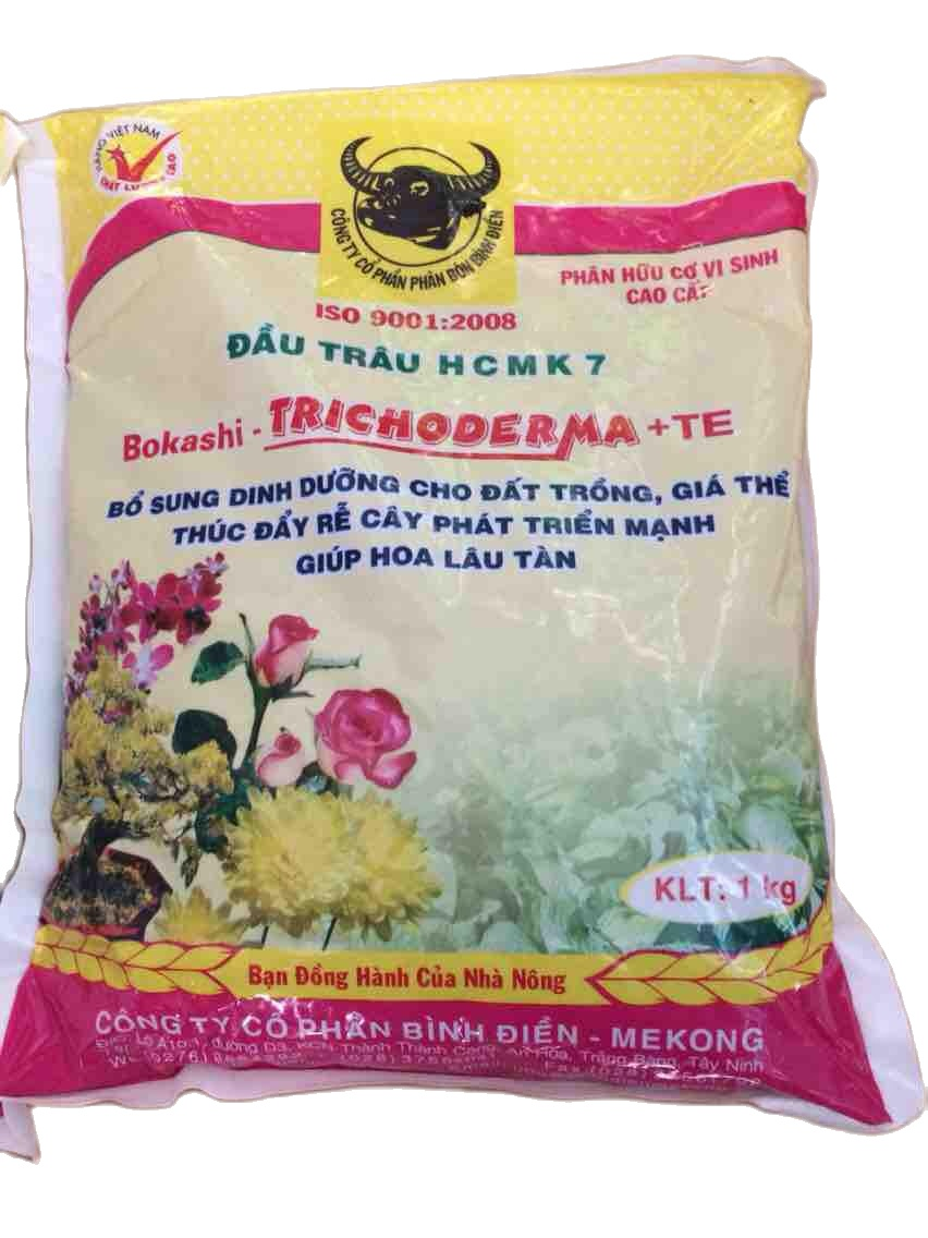 Phân hữu cơ vi sinh HCM K7 đầu trâu dạng viên gói 1kg