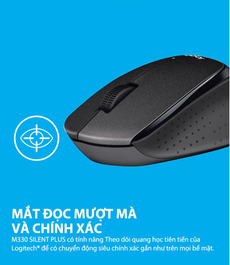 Chuột máy tính không dây Logitech M330 Silent Plus (Đen/Đỏ/Xanh dương) - Bảo hành 12 tháng