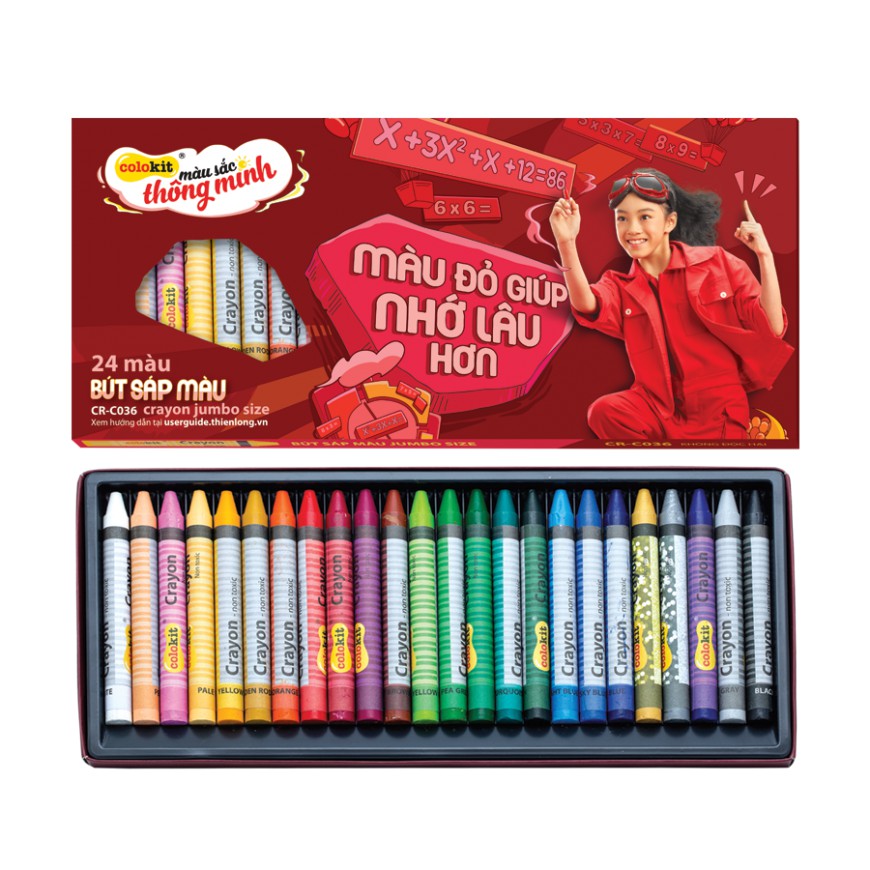 [HCM]BÚT SÁP MÀU JUMBO COLOKIT CR-C036 Với 2 Màu Sáng Tạo Đặc Biệt GOLD & SILVER CÂY CỰC ĐẠI (Hộp 24 Màu)