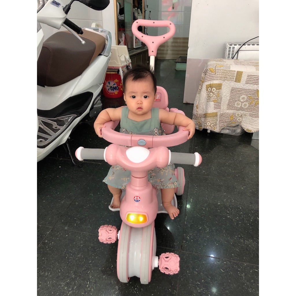 Xe đẩy 3 bánh cho bé, kiêm xe chòi chân và xe đạp có đèn và nhạc