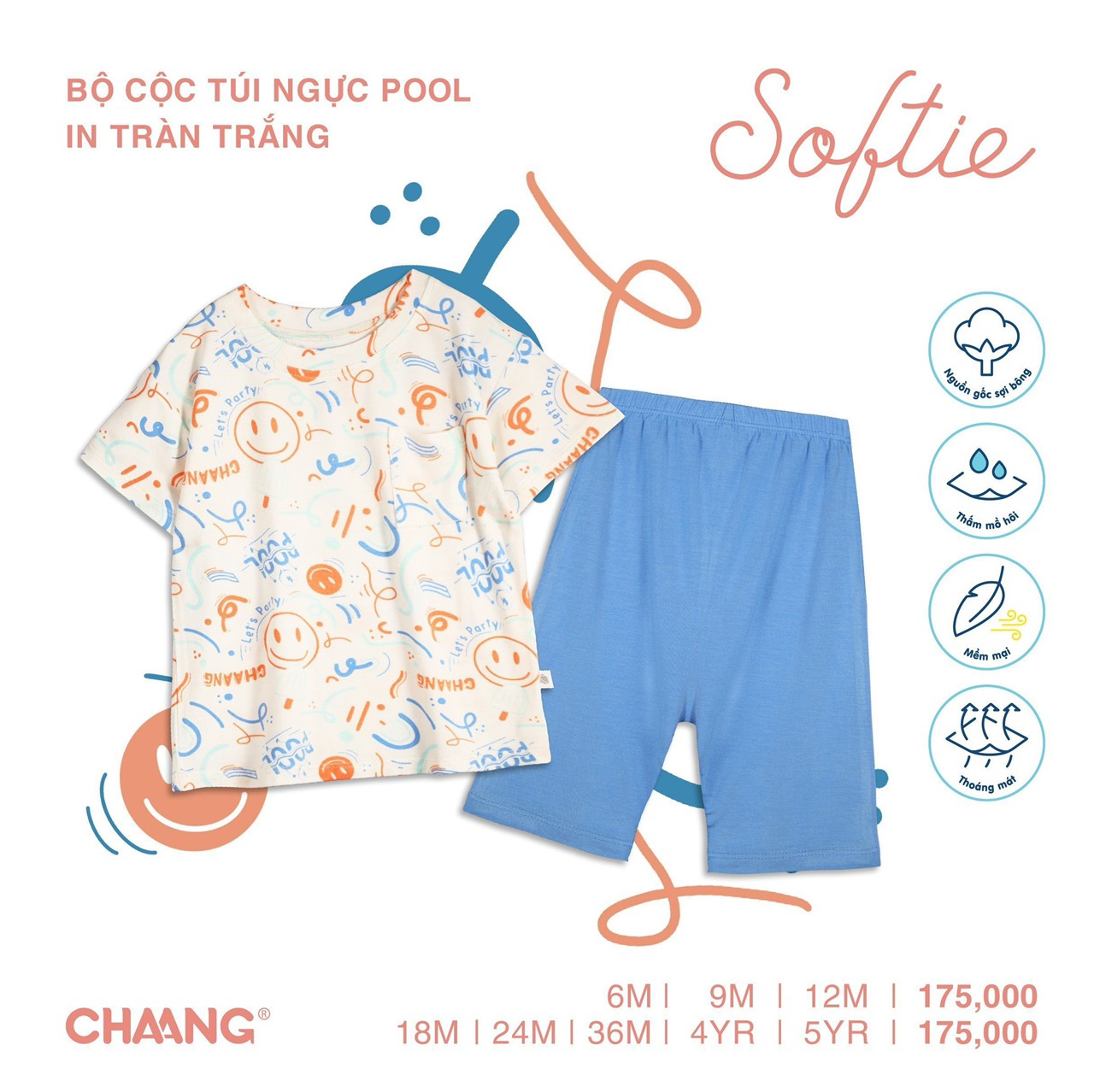 Bộ áo cộc tay túi ngực quần đùi Pool Chaang