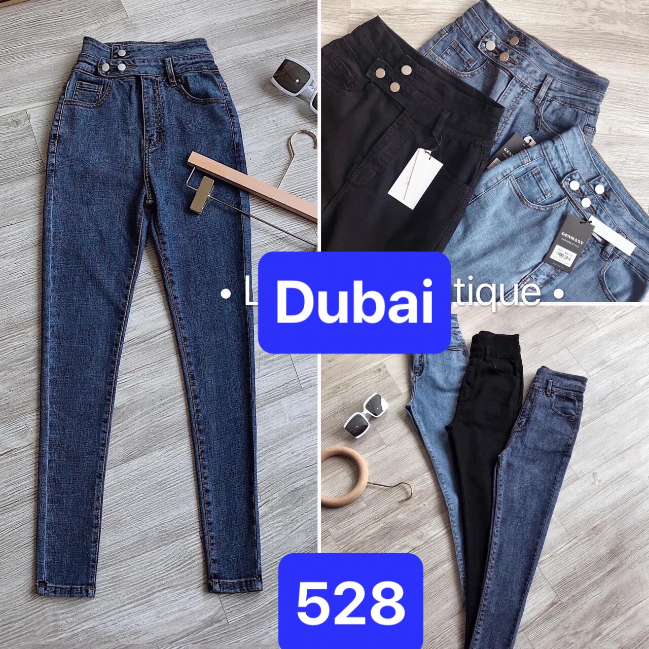 QUẦN JEAN NỮ CHẤT BÒ XANH ĐẬM 3 NÚT KIỂU LƯNG CAO NÂNG MÔNG, SIÊU CO GIÃN NHẬT BẢN DB-528 - DUBAI FASHION