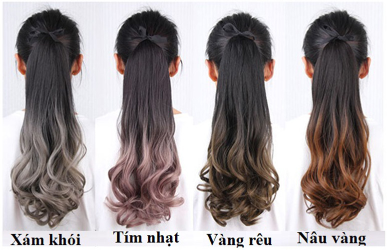 Tóc giả cột ombre C-KM06R, màu [tím nhạt] tóc giả nữ
