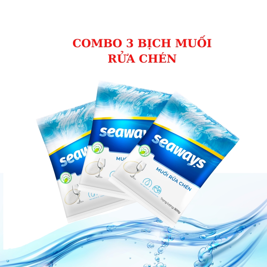 Combo 3 túi muối rửa chén bát Seaways dành cho mọi máy rửa chén bát - 3 x 500gr